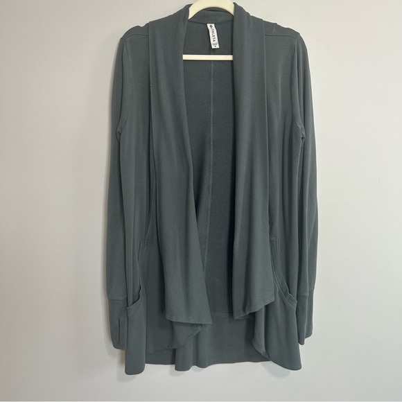 Athleta Charcoal Gray Pranayama Wrap Open Front Cardigan Women’s Size Medium - Picture 2 of 8